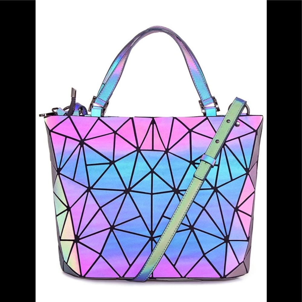 Luminous Geometric Holographic Reflective Purse